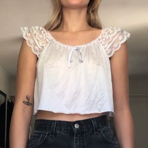 Vintage light blue lace tank top